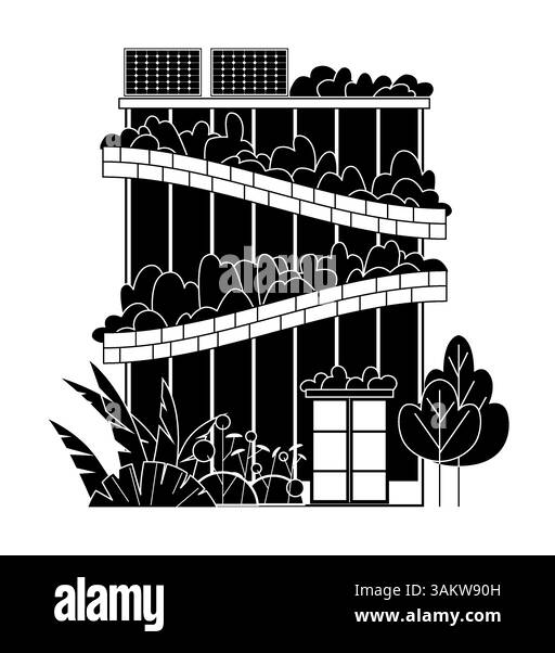 Nachhaltige Architektur. Illustration eines Konzepts für nachhaltigen Lebensstil. Stock Vektor