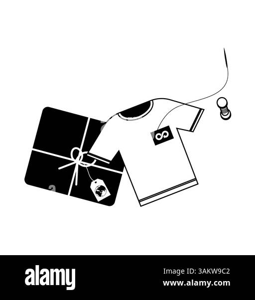 Umnutzung alter Kleidung. Illustration eines Konzepts für nachhaltigen Lebensstil. Stock Vektor