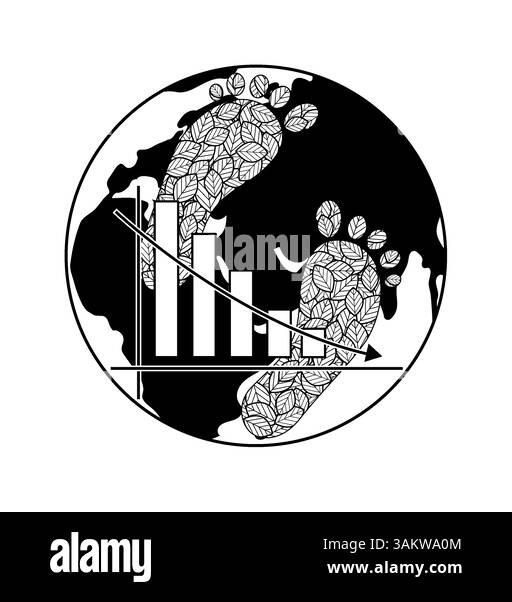 Reduzierung der CO2-Bilanz. Illustration eines Konzepts für nachhaltigen Lebensstil. Stock Vektor