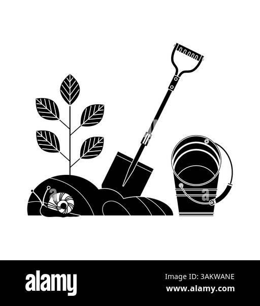 Nachhaltige Gartenarbeit. Illustration eines Konzepts für nachhaltigen Lebensstil. Stock Vektor