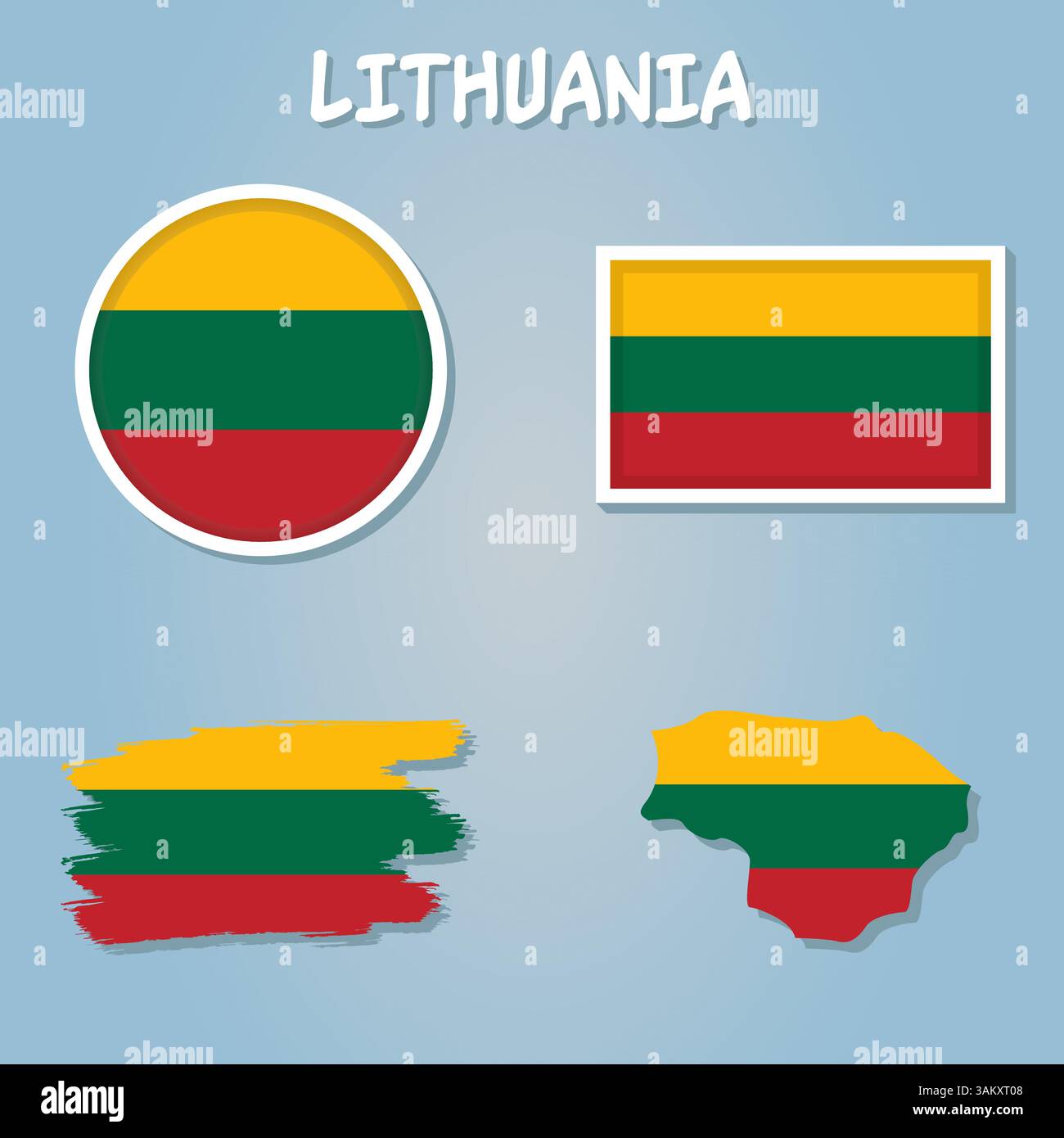 Republik Litauen Vektorkarte, Flagge, Grenzen, Maske , Hauptstadt, Infografik zu Fläche und Bevölkerung Stock Vektor
