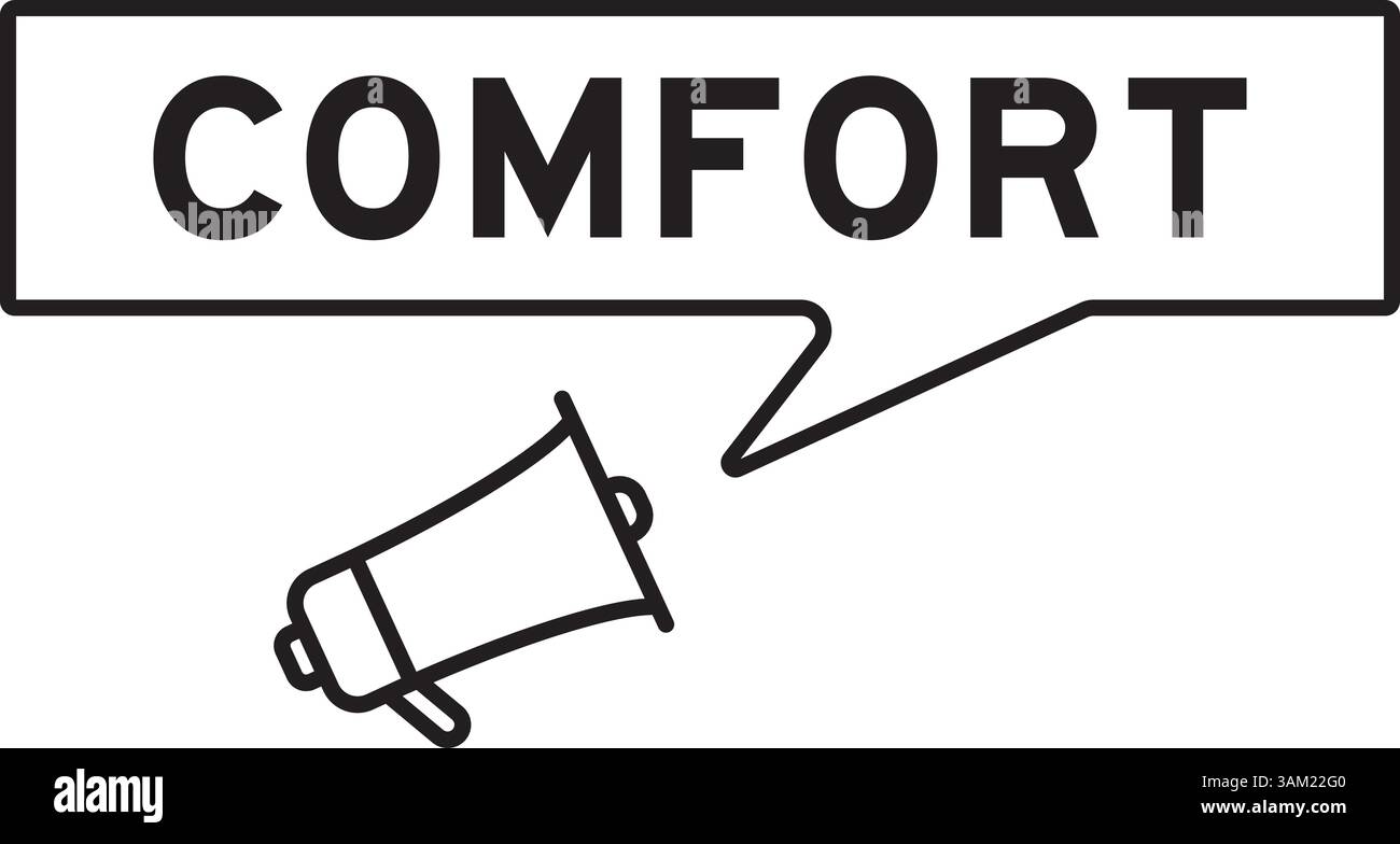 Megaphon-Symbol mit Sprechblase im Wortkomfort auf weißem Hintergrund Stock Vektor