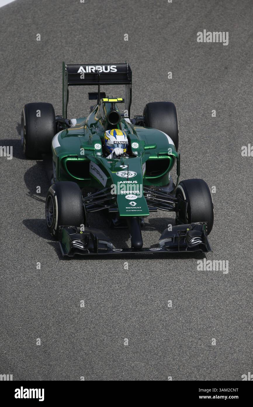 April 2014 - Manama, BAHRAIN, BAHRAIN - Marcus ERICSSON, SWE, . Team Caterham F1, Caterham CT05, Renault Energy F1 2014,.BAHRAIN – Rennstrecke MANAMA, Shakir – 04/04/2014 – Formel 1, F1, Formel 1 – Bild zur Gebührenpflicht (Credit Image: © David McIntyre/ZUMAPRESS.com) Stockfoto