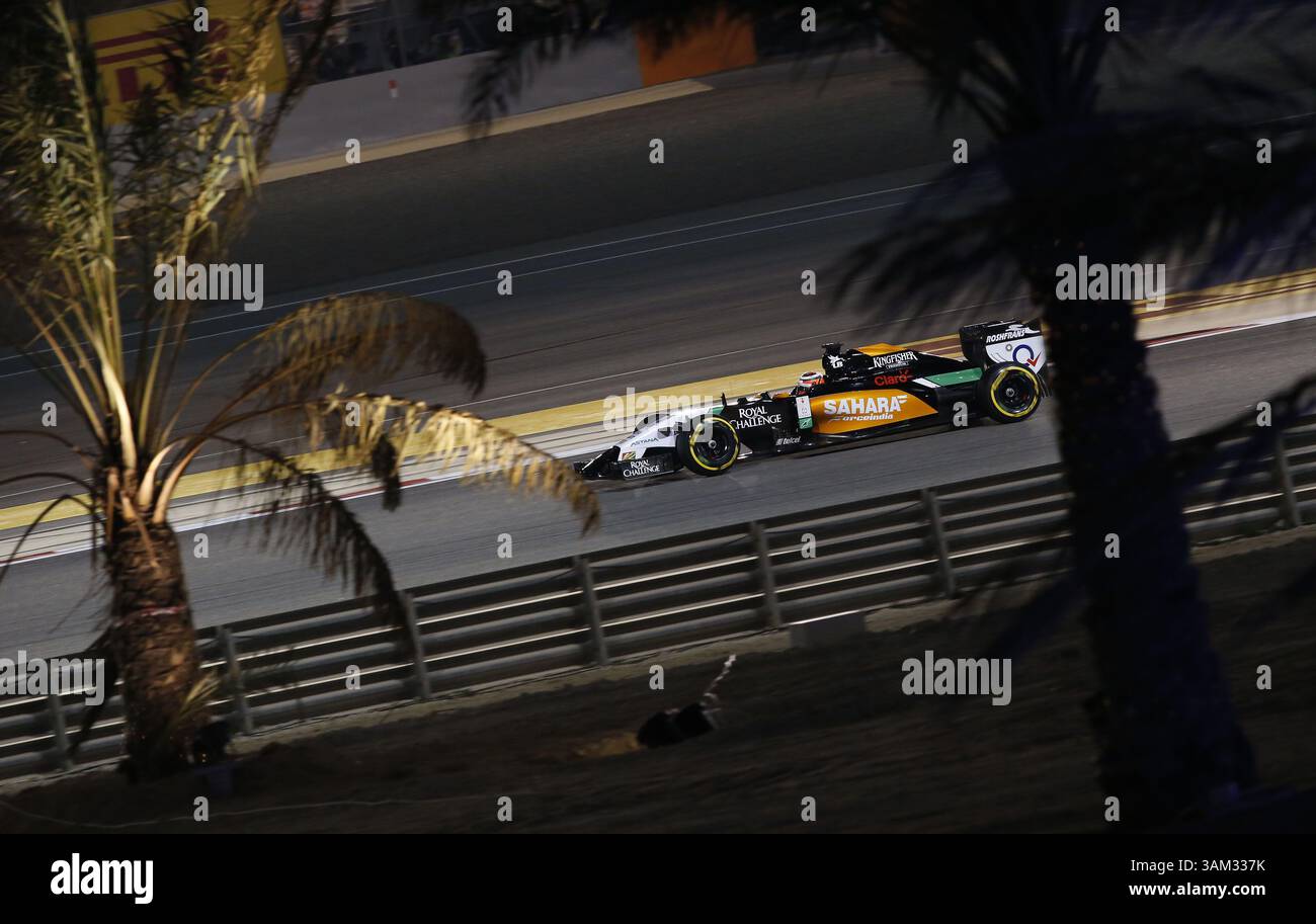 April 2014 - Manama, BAHRAIN, BAHRAIN - Nico HÃ¼lkenberg, (HUELKENBERG), DE, . Team Sahara Force India F1, Force Ind. VJM07, Mercedes-Benz PU106A,.BAHRAIN – Rennstrecke MANAMA, Shakir – 05/04/2014 – Formel 1, F1, Formel 1 – Bild zur Gebührenpflicht (Credit Image: © David McIntyre/ZUMAPRESS.com) Stockfoto