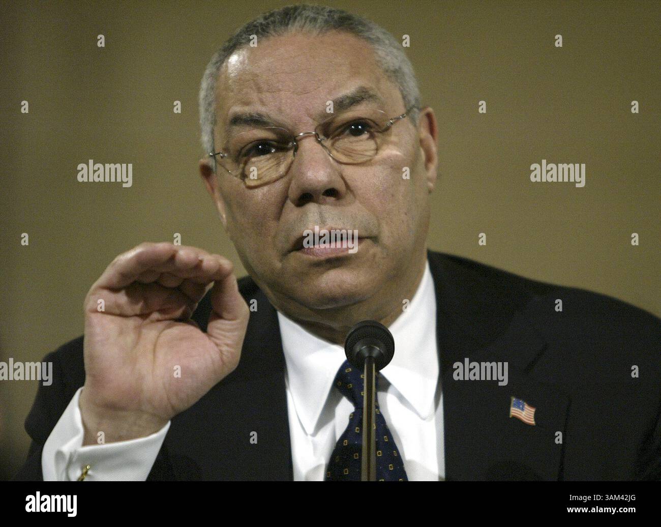 12. Februar 2004 - US - KRT US NEWS STORY SLUGGED: GRÜNES KRT FOTO VON CHUCK KENNEDY/KRT (12. FEBRUAR) WASHINGTON, DC - Außenminister Colin Powell sagt vor dem Senat Foreign Relations Committee am Capitol Hill aus Donnerstag, 12. Februar 2004. (cwk) (Kreditbild: © Chuck Kennedy/mct/ZUMAPRESS.com) Stockfoto