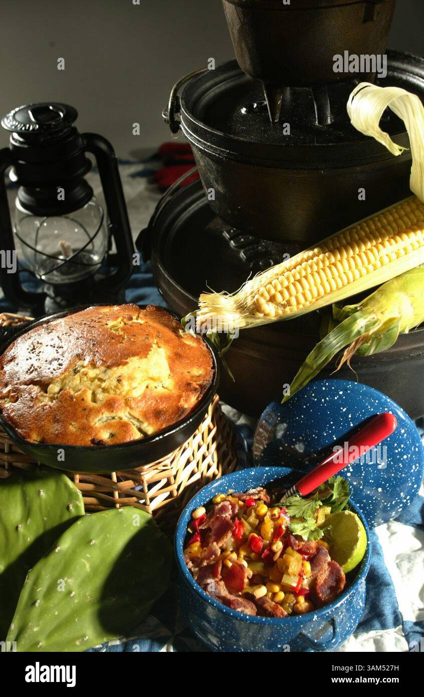 11. Oktober 2004 - USA - KRT FOOD STORY SLUGGED: DUTCHOVEN KRT FOTO VON JEFFREY WASHINGTON/FORT WORTH STAR-TELEGRAM (DALLAS OUT) (1. November) Kochen in einem niederländischen Ofen ist teils Wissenschaft und teils Kunst, die durch die Praxis erworben wurden. (gsb) 2004 (Kreditbild: © Jeffery Washington/mct/ZUMAPRESS.com) Stockfoto