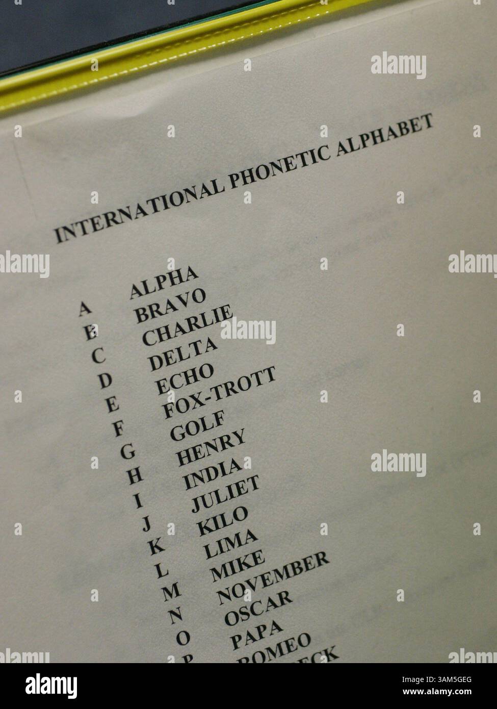2. März 2004 - USA - KRT US NEWS STORY SLUGGED: LANGUAGECENTER KRT FOTO VON JUDITH CALSON/SAN JOSE MERCURY NEWS (14. März) ein internationales phonetisches Alphabet, das bei Language Line Services, einem Call Center in Seaside, Kalifornien, verwendet wird, wo Betreiber mehr als 100 Sprachen sprechen. (cdm) 2005 (Vielfalt) (Bild: © Judith Calson/mct/ZUMAPRESS.com) Stockfoto