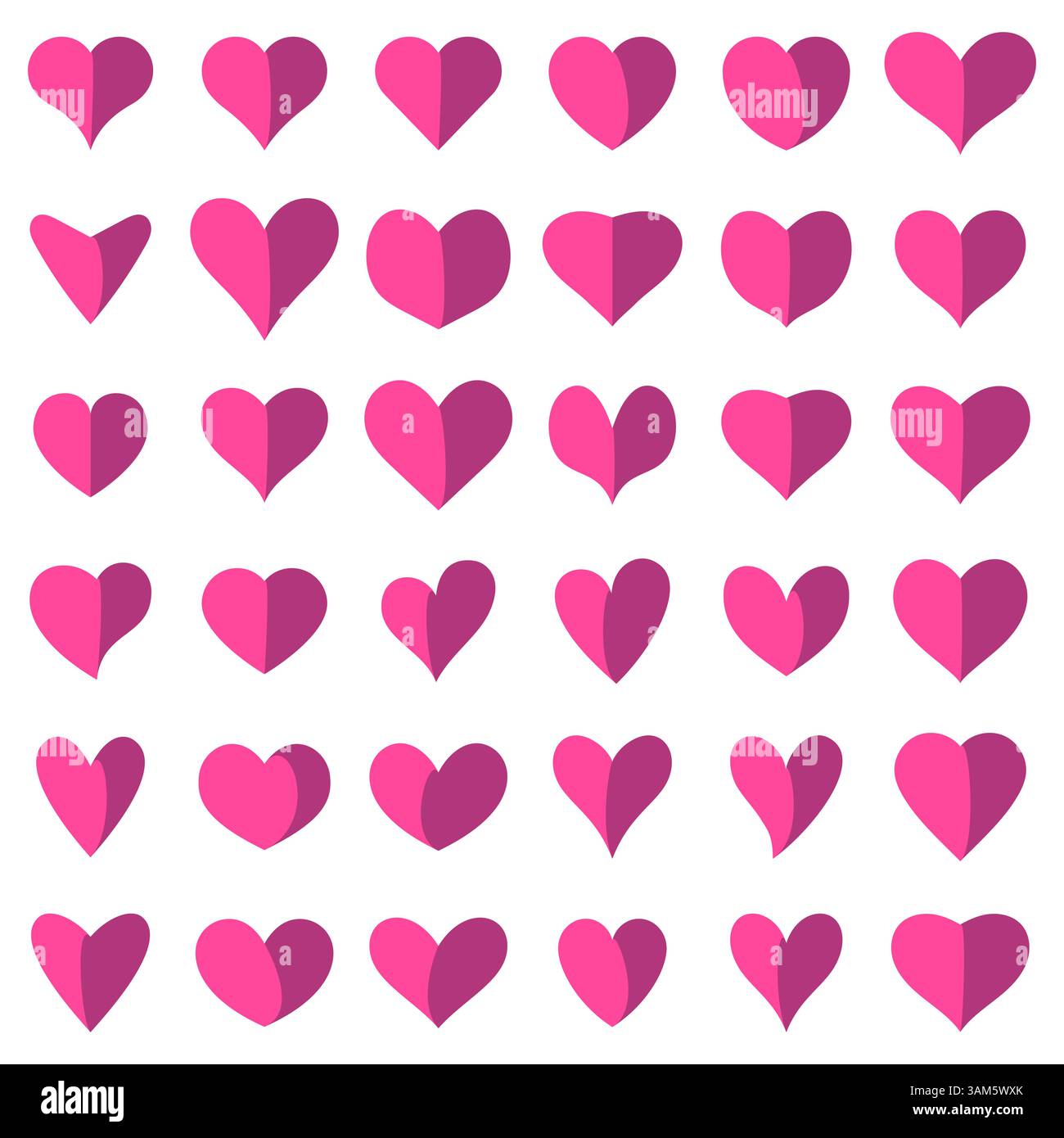 Herzensset auf weißem Hintergrund Stock Vektor