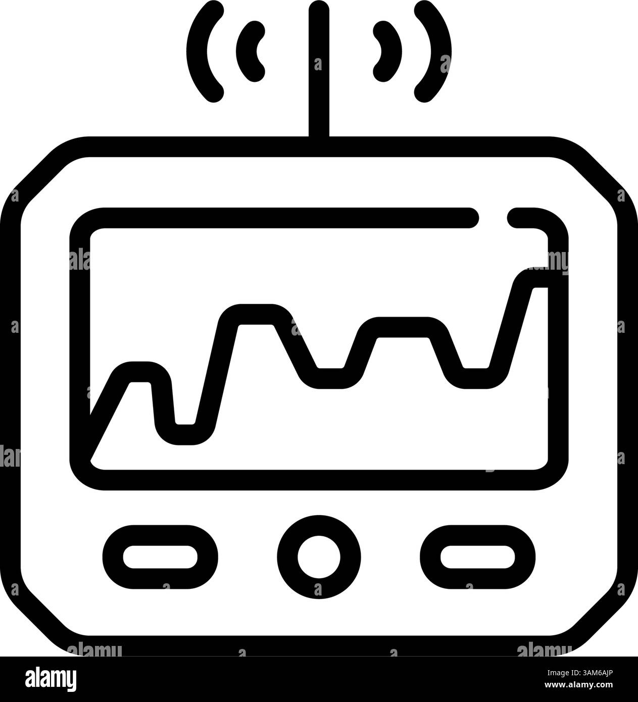 Symbol für Fischsucherlinie. Echolot. Tiefenmesser. Fischsuche. Umrandung des digitalen Fischsucher-Vektorsymbols für Webdesign isoliert auf weißem Hintergrund. Digitales Gadget für Web und App. Stock Vektor