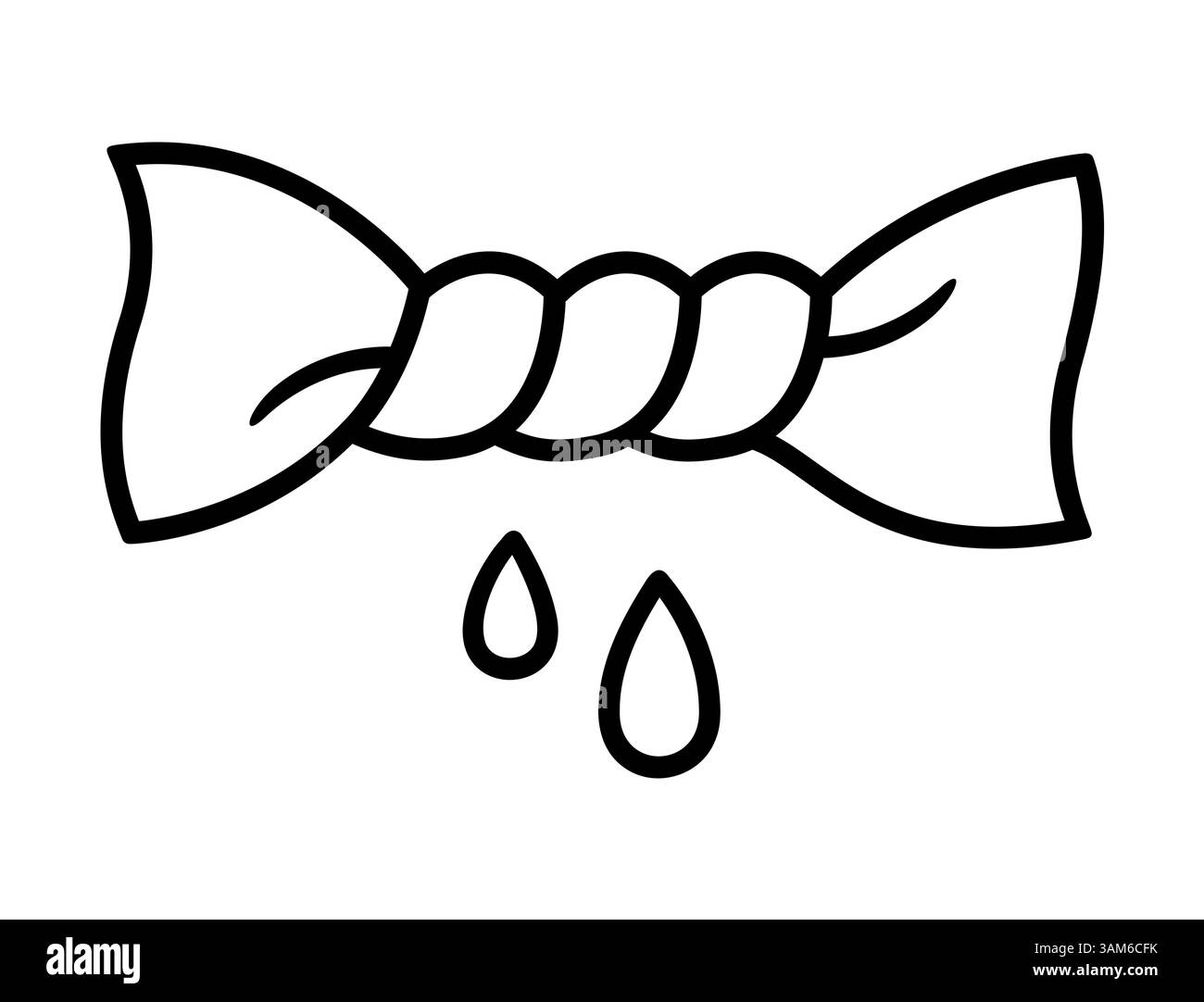 Zeichentrickzeichnung mit nassem Tuch. Einfaches Schwarzweiß-Symbol. Handgezeichnete Vektorgrafik. Stock Vektor