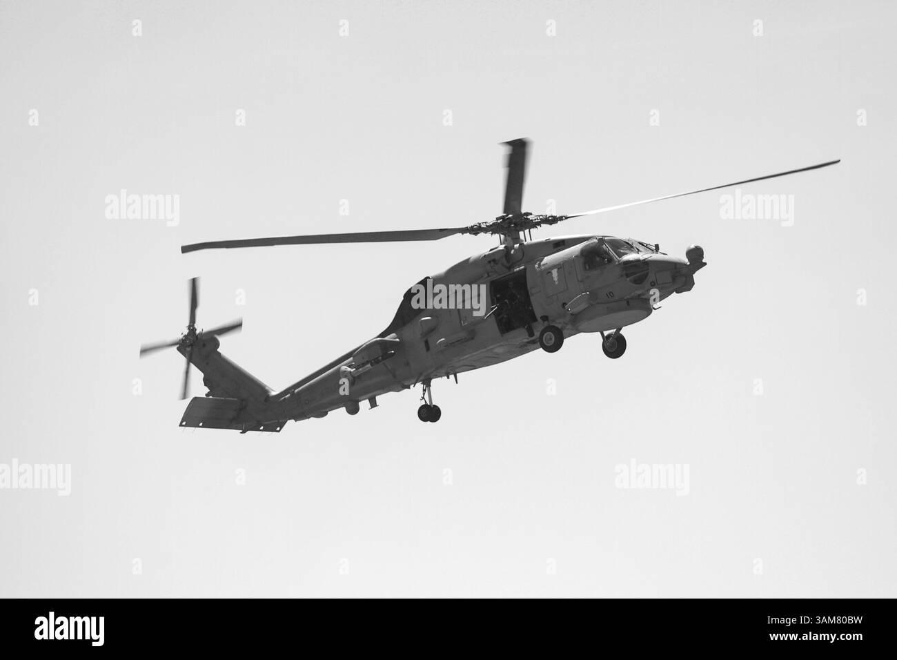 Militärische Trainingsmanöver. Infanterie, Luftfahrt und Marine Landung Stockfoto