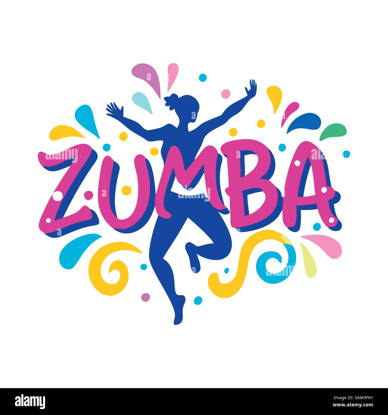 Zumba Dance Logo oder T-Shirt Design, perfekt für Fitnessmarken, Activewear und Kosmetik Branding, um Energie, Bewegung, und lebendiger Style. Stock Vektor