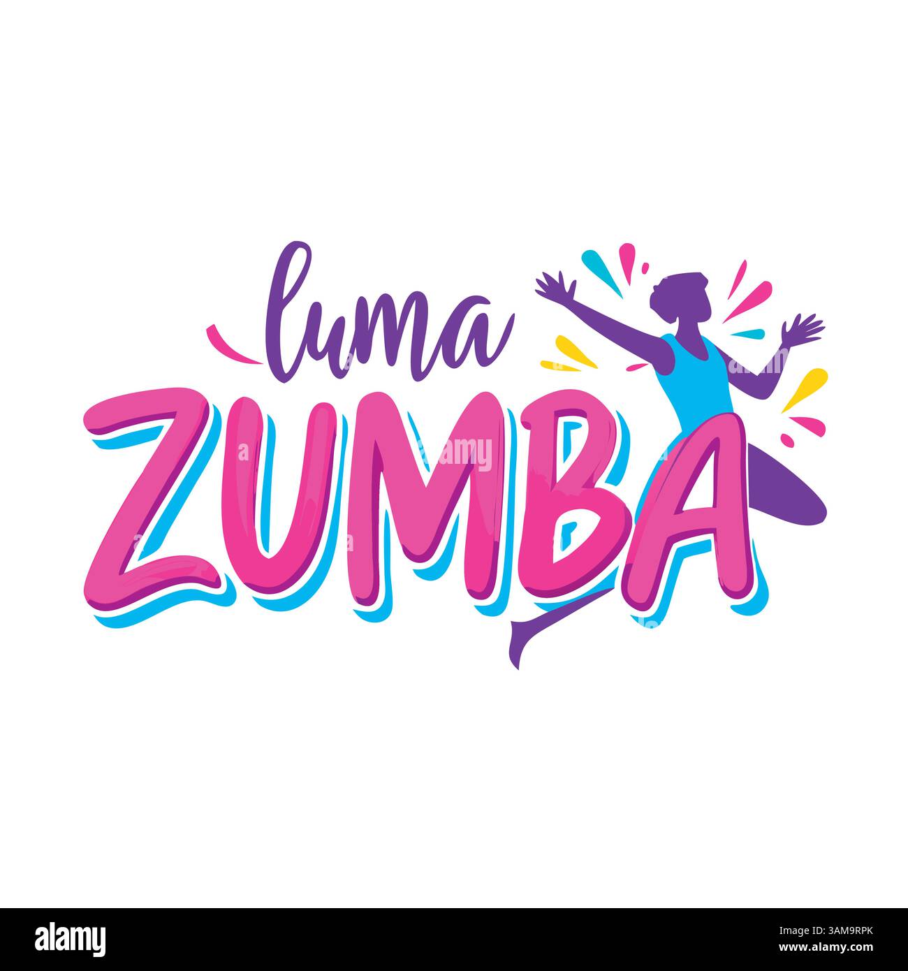 Zumba Dance Logo oder T-Shirt Design, perfekt für Fitnessmarken, Activewear und Kosmetik Branding, um Energie, Bewegung, und lebendiger Style. Stock Vektor