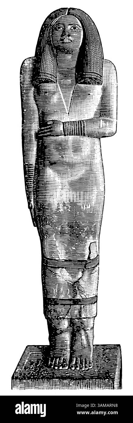 Statue von Nesa. Sakkara, Grab des offiziellen Kapers, Ägypten. Veröffentlichung der "Meyers-Enzyklopädie", Band 7, Leipzig, Deutschland, 1910. Stockfoto