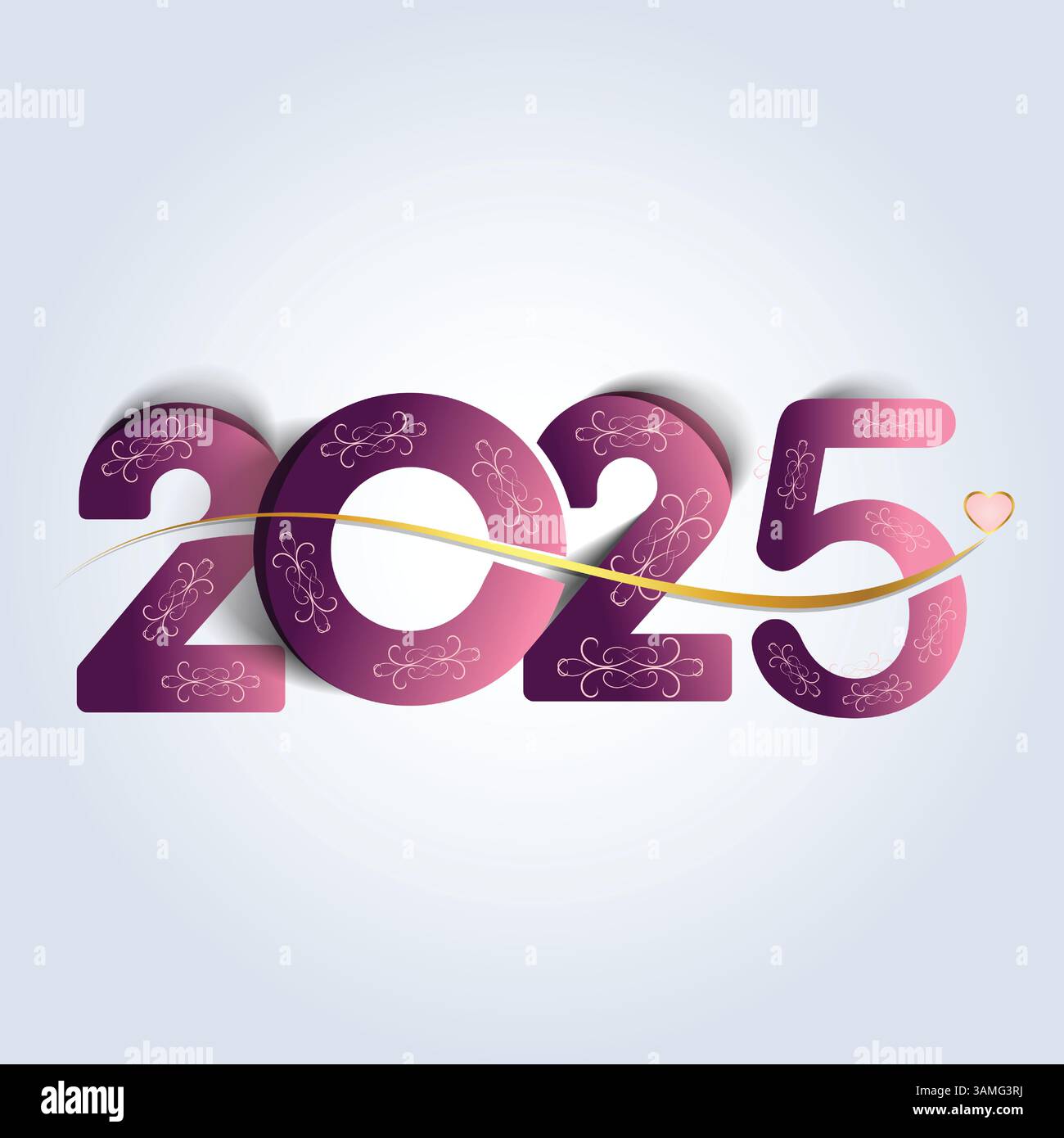 Happy New Year 2025 Texteffekt, Illustrationskunst Stock Vektor
