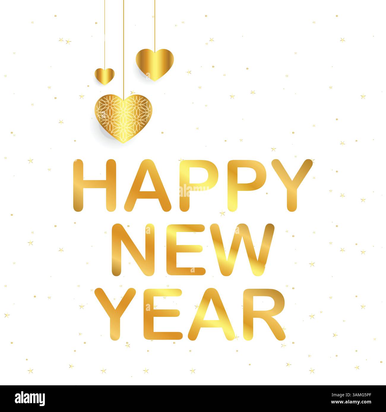 Gold Happy New Year Texteffektoren, Illustrationskunst Stock Vektor