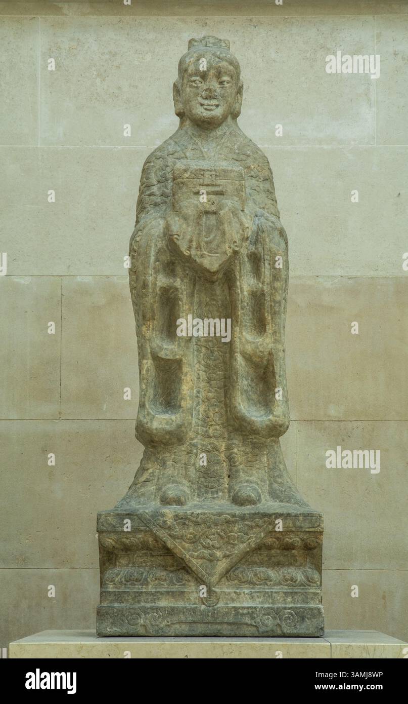 Chinesische Steinhüterin aus Nordostchina, späte Ming Early Qing Dynastie im British Museum, London, England, Vereinigtes Königreich, Vereinigtes Königreich, Toller Britai Stockfoto