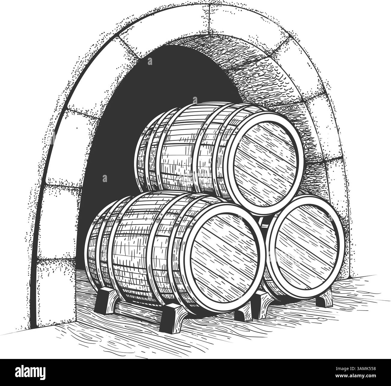 Gravur des Weingewölbes im Vintage-Stil Stock Vektor