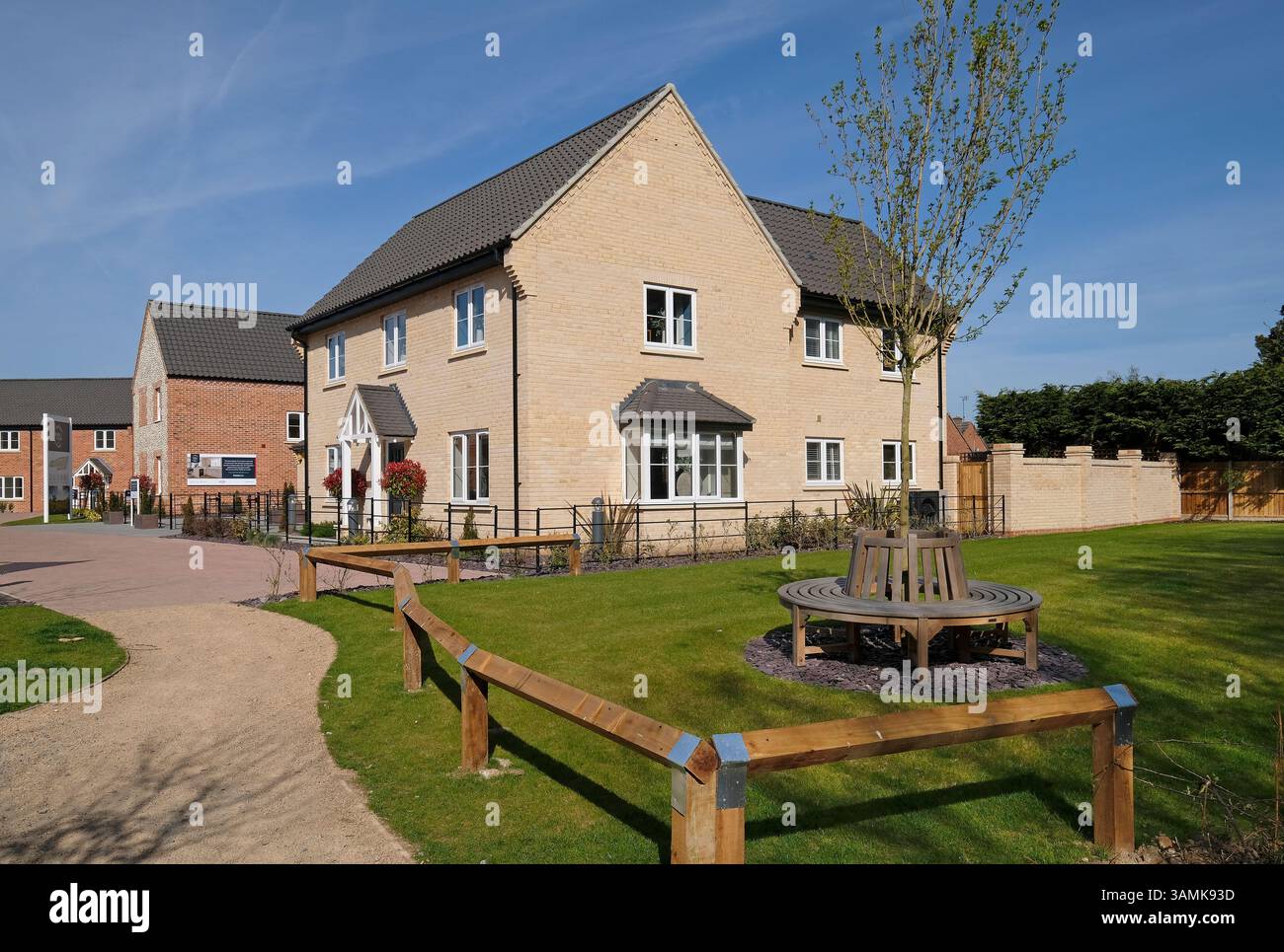 Blick auf den park, neue Wohnsiedlung, holt, Nord-norfolk, england Stockfoto