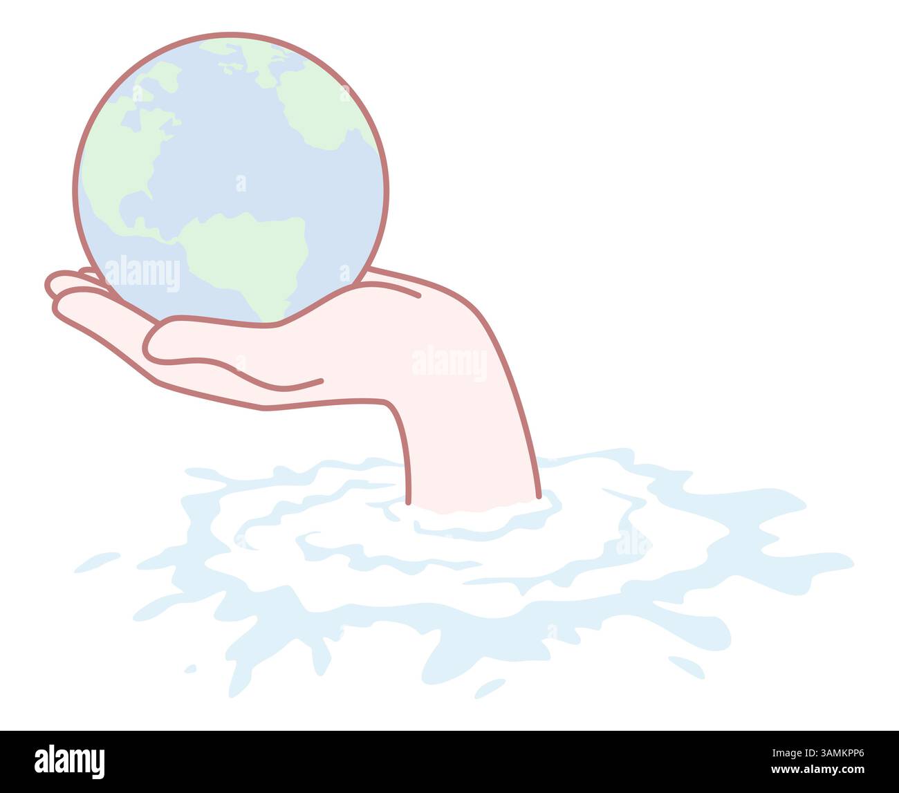 Eine sanfte Hand wiegt die Erde und symbolisiert unsere tiefe Verantwortung, unseren Planeten und seine lebenswichtigen Ressourcen zu schützen Stock Vektor