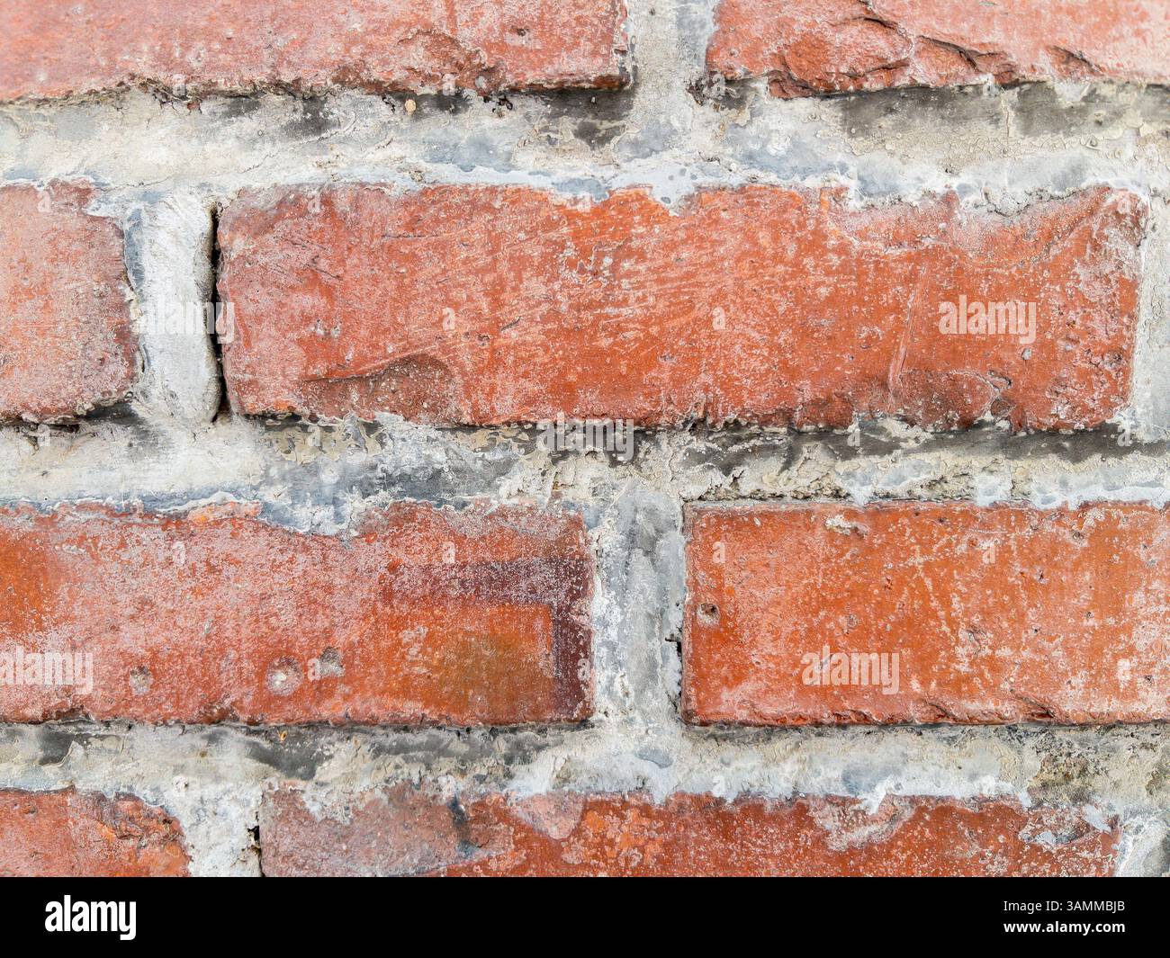 Nahaufnahme des alten roten Backsteinwandtextur-Hintergrundes Stockfoto