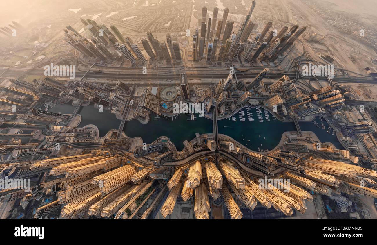 Luftaufnahme über Dubai in Entwicklung 2010, VAE Stockfoto