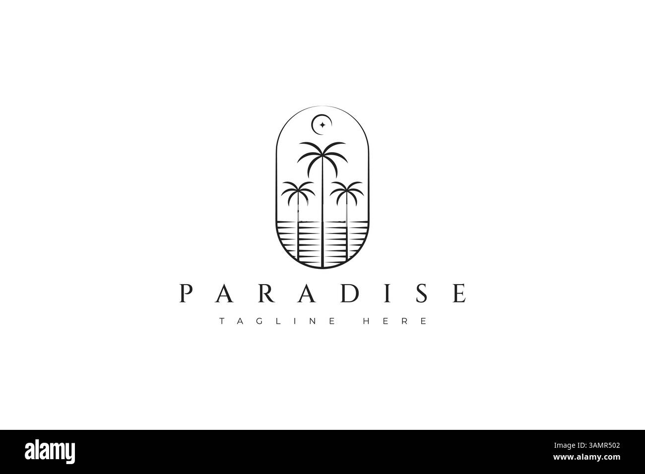 Coastal Palm Beach Contemporary Island Paradise Concept Logo-Abzeichen Stock Vektor