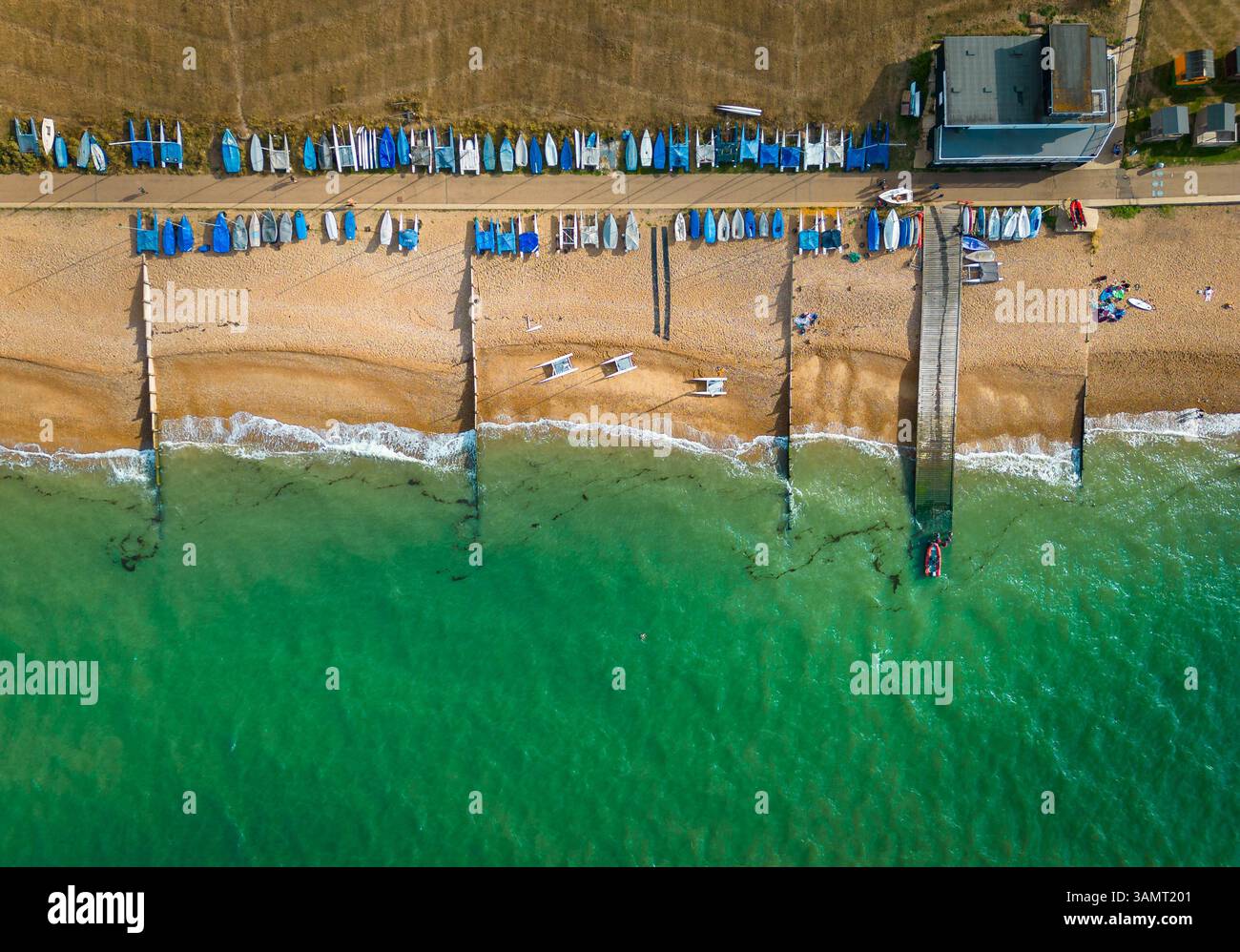 Ein Blick von oben auf den Whitstable Sailing Club Stockfoto