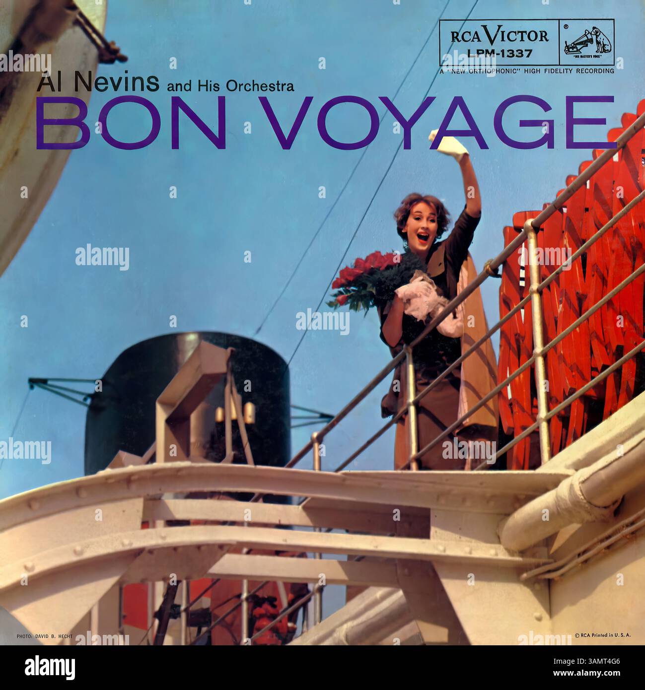 Al Nevins - Bon Voyage - Plattencover aus Vintage-Vinyl Stockfoto