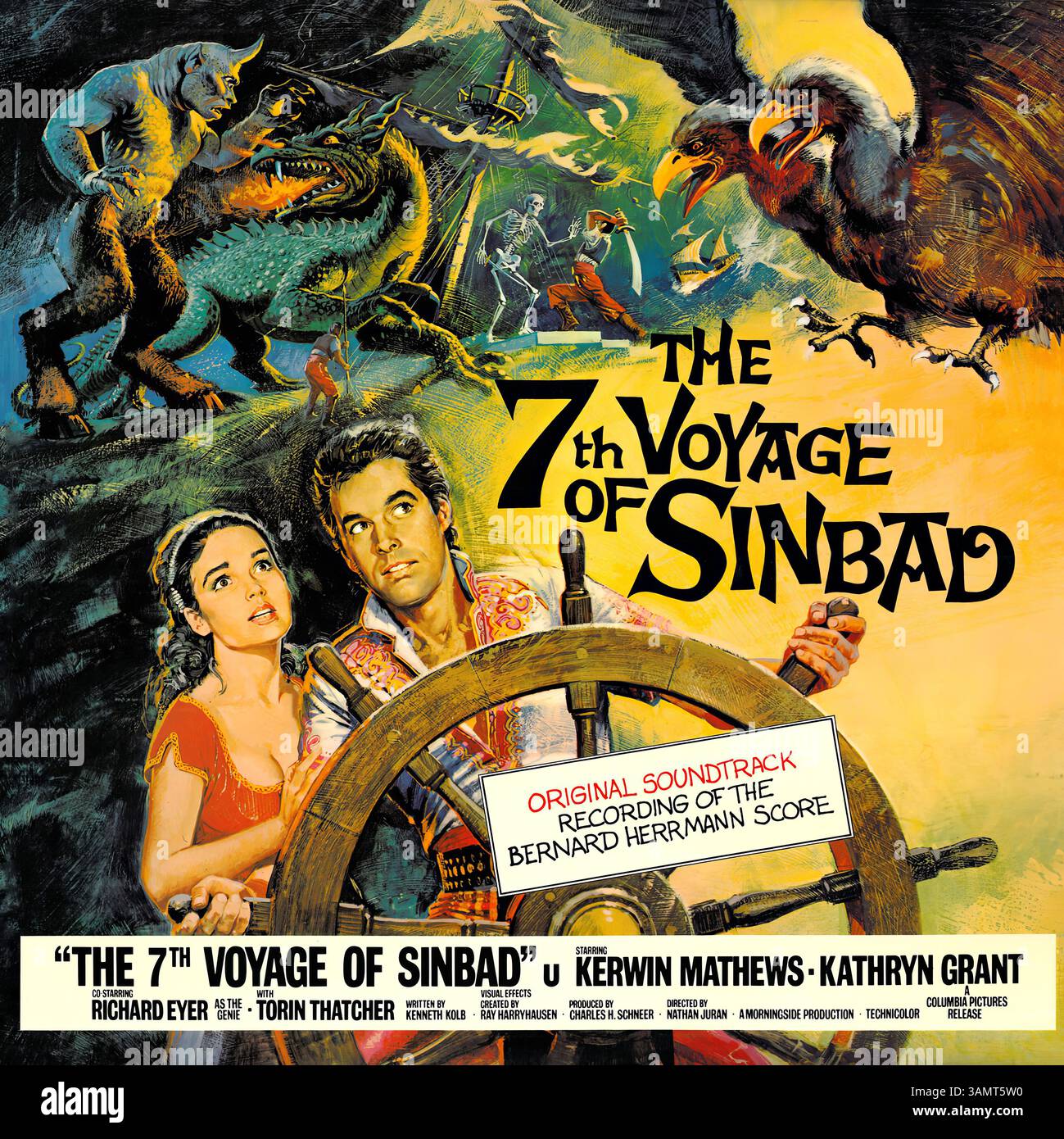 Bernard Herrman - The 7th Voyage of Sinbad - Vintage Vinyl-Cover Stockfoto