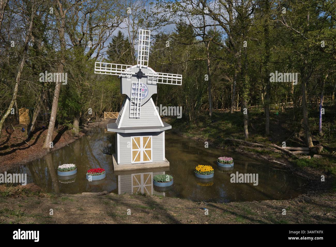 Themenattraktion beim Tulley's April Tulip fest in Sussex Stockfoto