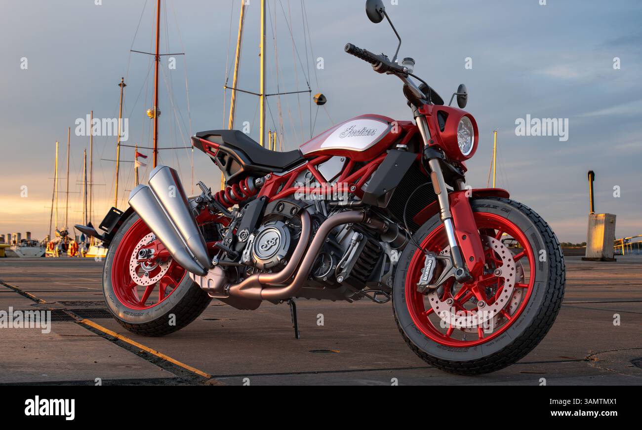 Das Indian FTR 1200S ist ein Straßenfahrzeug der US-amerikanischen Marke Indian Motorcycle. Stockfoto