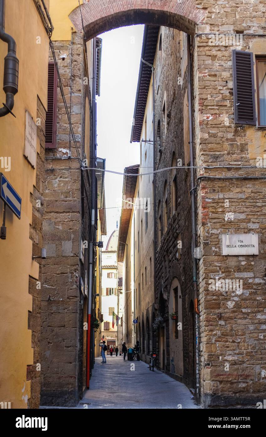 Blick auf die Straße in Florenz. Stockfoto