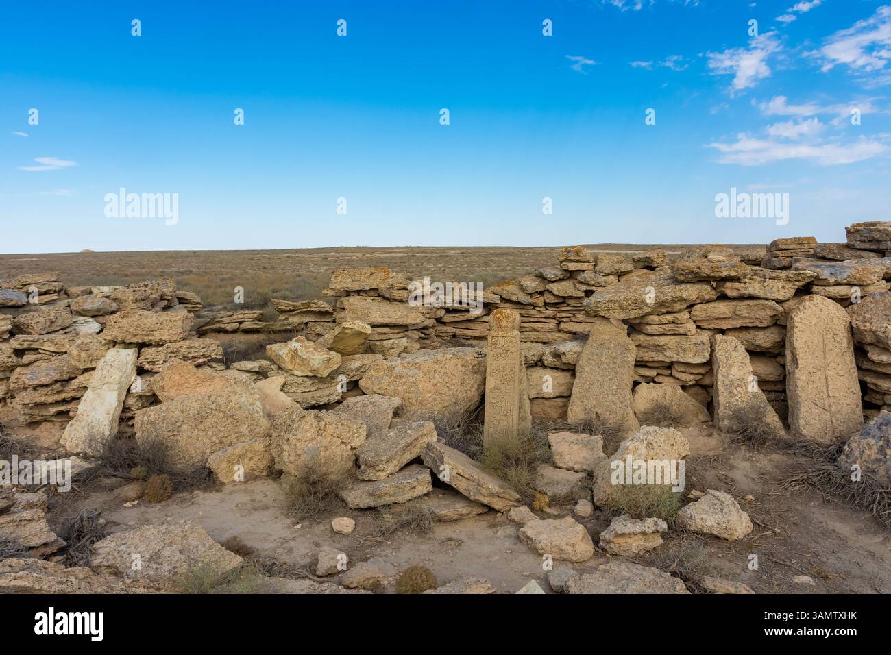 Der alte Nomadenfriedhof im Aral-Meer, Usbekistan Stockfoto