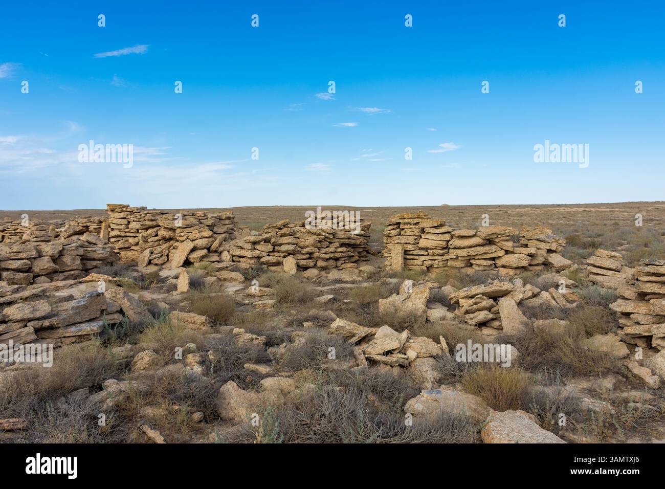 Der alte Nomadenfriedhof im Aral-Meer, Usbekistan Stockfoto