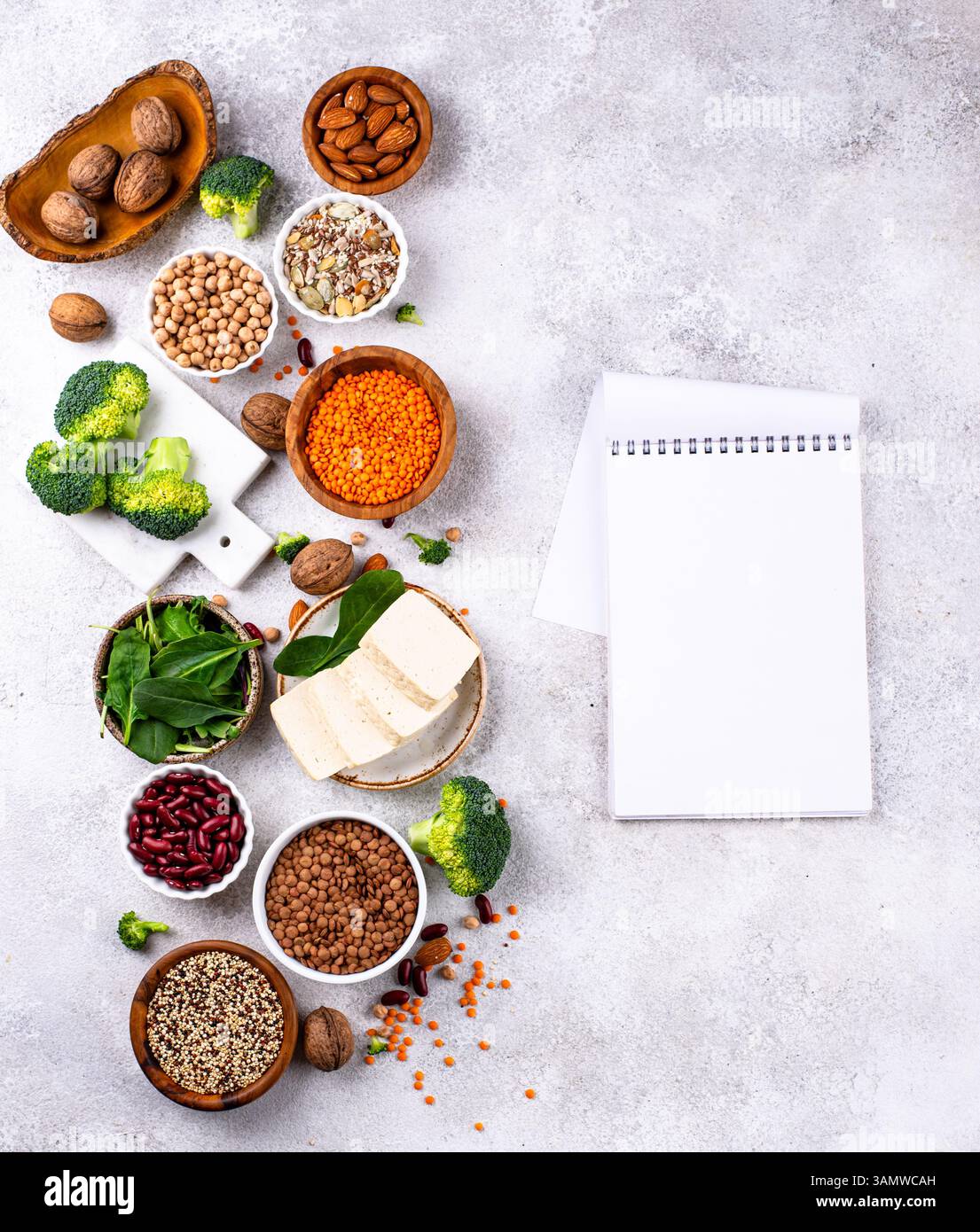 Sortierung pflanzlicher veganer Proteinprodukte Stockfoto
