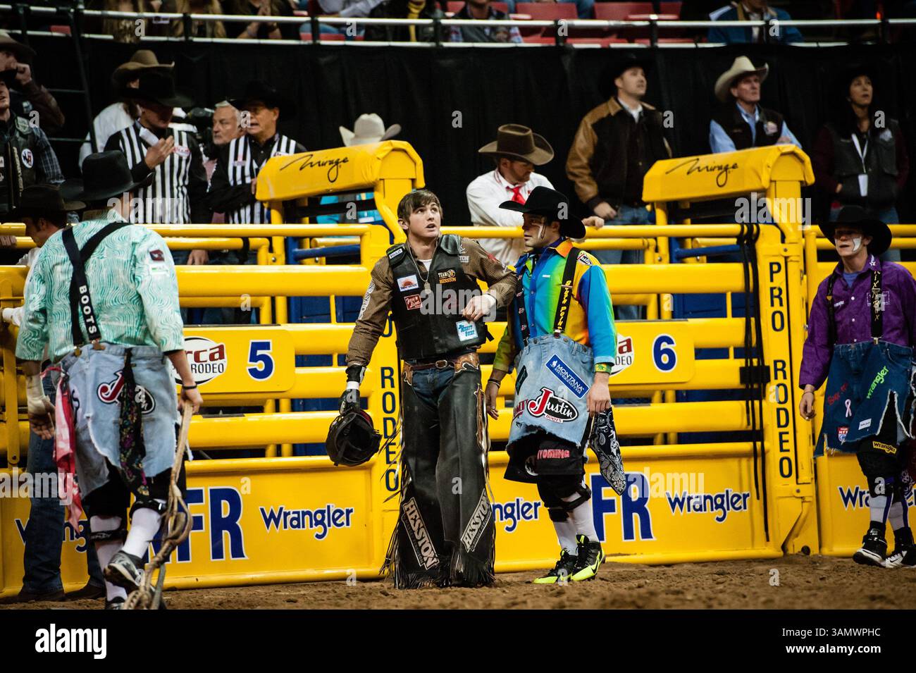 Dezember 2013 - Las Vegas, Nevada, U.. S - Bull Rider - CODY TEEL, Kountze, Texas. Bulle/Stock - MULTI-CHEM MAD MONEY . Aktueller NFR-Stand nach Leistung Nr. 9 – 2. (Kreditbild: © Janet Kotwas/ZUMAPRESS.com) Stockfoto
