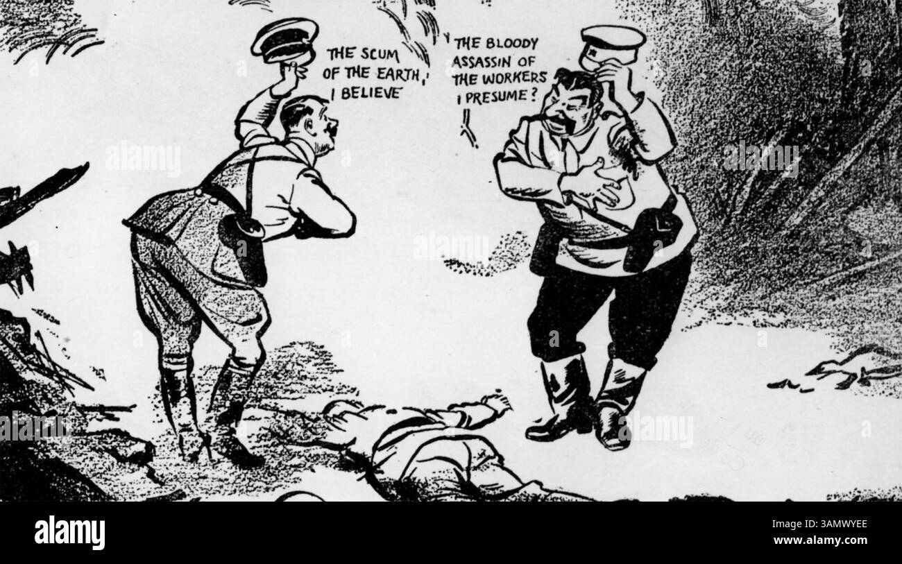 TREFFPUNKT 1939. David Low's berühmter Daily Mirror-Cartoon über den Molotow-Ribbentrop-Pakt. Stockfoto