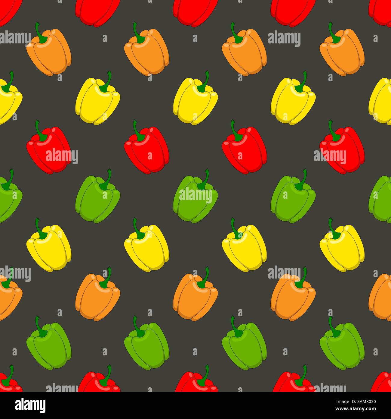 Endloses, nahtloses Muster frischer Paprika Stock Vektor