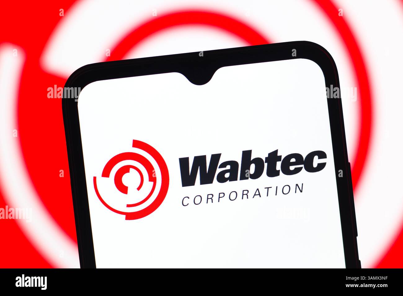 Kanada. April 2025. In dieser Abbildung wird das Logo der Wabtec Corporation (Westinghouse Air Brake Technologies Corporation) auf einem Smartphone-Bildschirm angezeigt. (Foto von Thomas Fuller/SOPA Images/SIPA USA) *** ausschließlich für redaktionelle Nachrichten *** Credit: SIPA USA/Alamy Live News Stockfoto