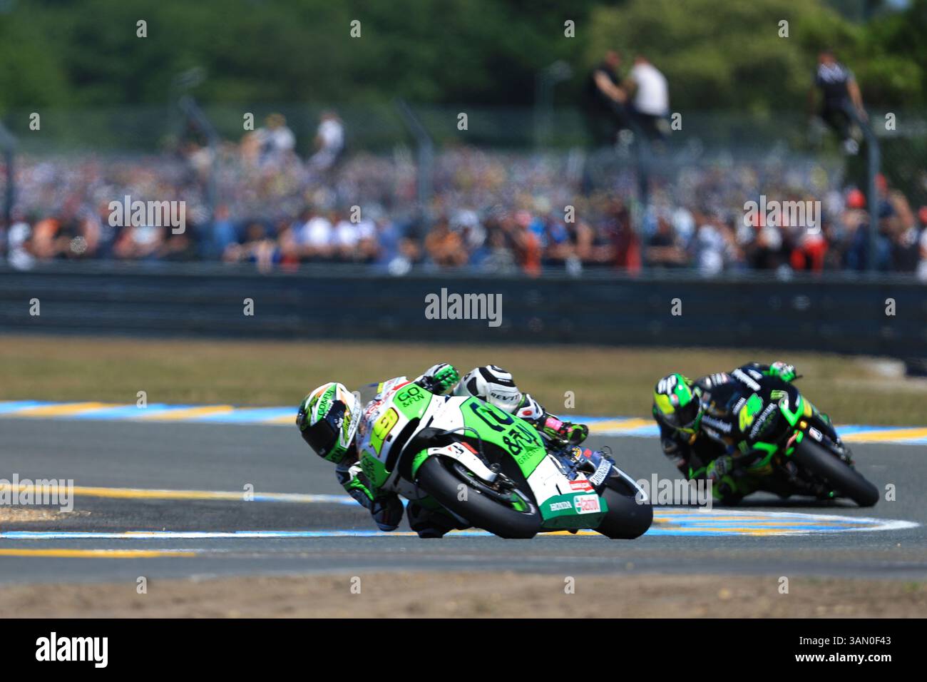 18. Mai 2014 - Le Mans, Sarthe, Frankreich - Go Fun Honda Gresini Fahrer ALVARO BAUTISTA (19) (SPA) während des Rennens der MotoGP-Kategorie beim Monster Energy Grand Prix de France auf dem Bugatti Circuit von Le Mans - Frankreich (Kreditbild: © Pierre Stevenin/ZUMAPRESS.com) Stockfoto