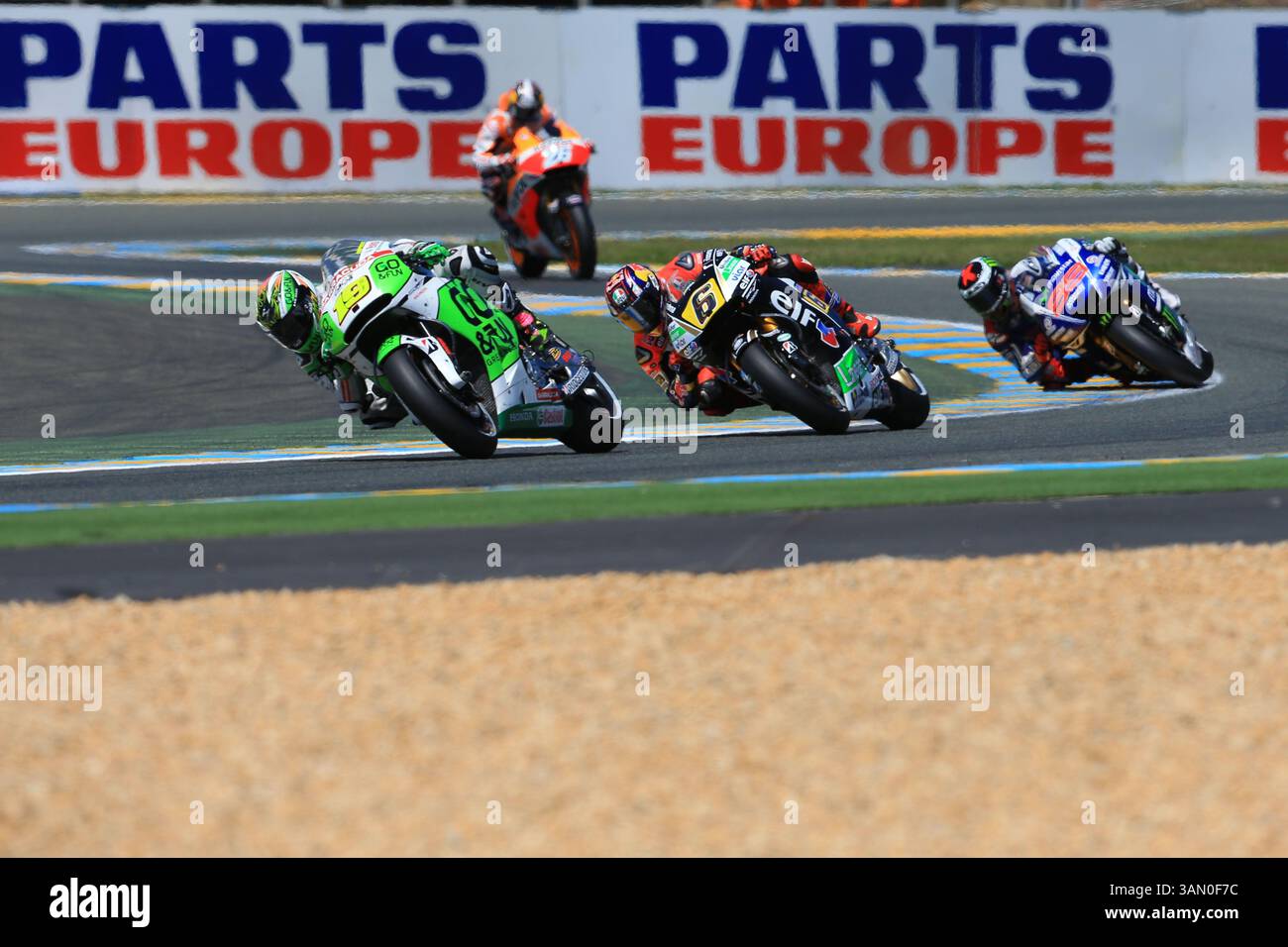 18. Mai 2014 - Le Mans, Sarthe, Frankreich - Go Fun Honda Gresini Fahrer ALVARO BAUTISTA (19) (SPA) während des Rennens der MotoGP-Kategorie beim Monster Energy Grand Prix de France auf dem Bugatti Circuit von Le Mans - Frankreich (Kreditbild: © Pierre Stevenin/ZUMAPRESS.com) Stockfoto