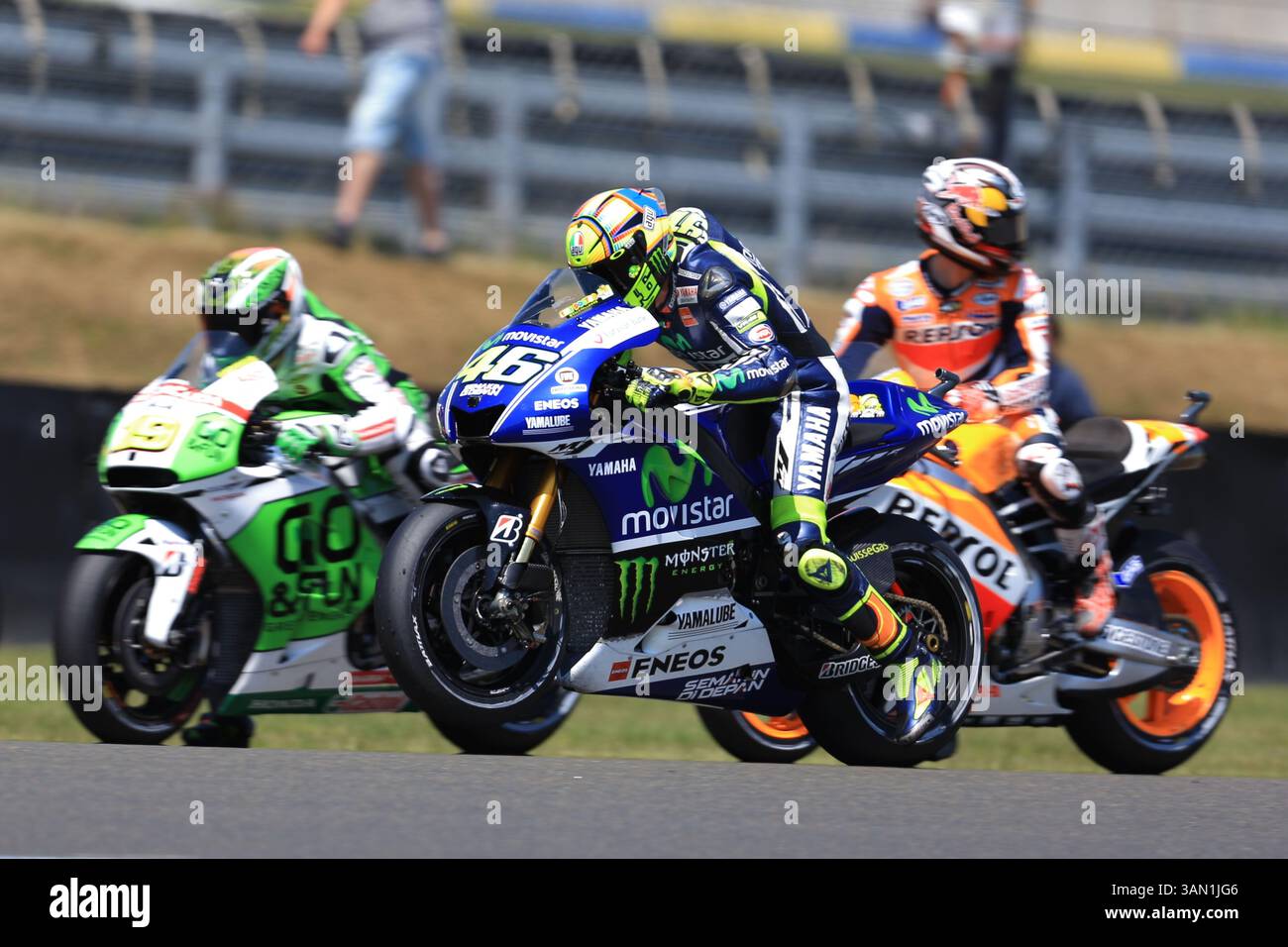17. Mai 2014 - Le Mans, Sarthe, Frankreich - Yamaha Factory Racing Fahrer VALENTINO ROSSI (46) (ITA) während der Qualifikation der MotoGP-Kategorie beim Monster Energy Grand Prix de France auf dem Bugatti Circuit von Le Mans - Frankreich (Kreditbild: © Pierre Stevenin/ZUMAPRESS.com) Stockfoto