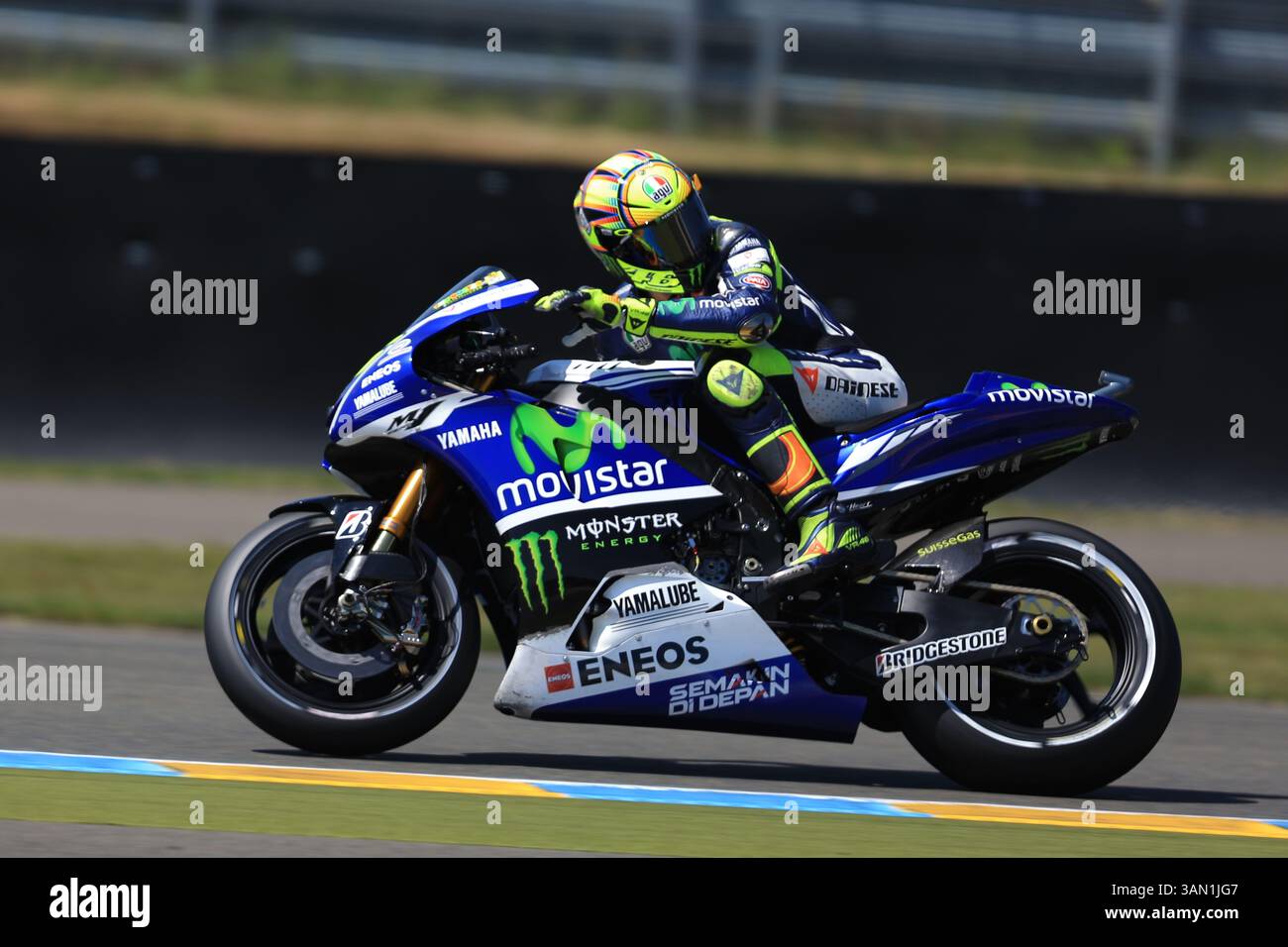 17. Mai 2014 - Le Mans, Sarthe, Frankreich - Yamaha Factory Racing Fahrer VALENTINO ROSSI (46) (ITA) während der Qualifikation der MotoGP-Kategorie beim Monster Energy Grand Prix de France auf dem Bugatti Circuit von Le Mans - Frankreich (Kreditbild: © Pierre Stevenin/ZUMAPRESS.com) Stockfoto