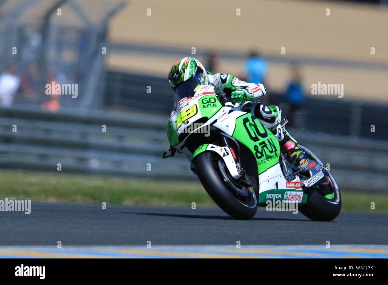 17. Mai 2014 - Le Mans, Sarthe, Frankreich - Go Fun Honda Gresini Fahrer ALVARO BAUTISTA (19) (SPA) während der Qualifying-Session der MotoGP-Kategorie beim Monster Energy Grand Prix de France auf dem Bugatti Circuit von Le Mans - Frankreich (Kreditbild: © Pierre Stevenin/ZUMAPRESS.com) Stockfoto