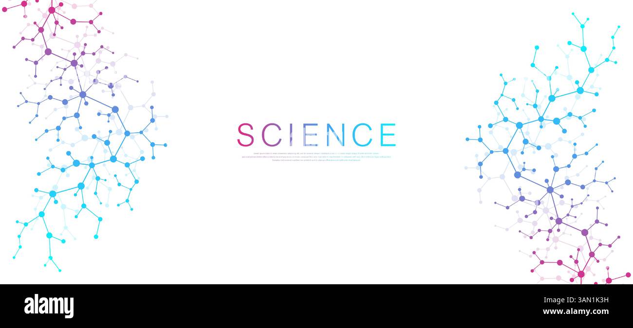 Molekulare abstrakte Struktur und genetische DNA. Gesundheitsfürsorge und medizinische Hintergrundkonzepte. Wissenschaftliche Forschung. Wellenfluss Stock Vektor