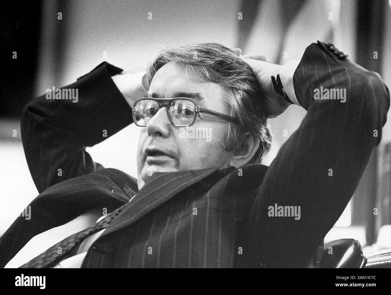 24. April 2014: Milwaukee, WI, USA – der ehemalige Gouverneur von Wisconsin, Patrick J. Lucey, ein Gouverneur von Wisconsin, der als Botschafter in Mexiko diente und für den Posten des Vizepräsidenten kandidierte, starb Samstagabend nach einer kurzen Krankheit im Milwaukee Catholic Home, wo er mehrere Jahre gelebt hatte. Er war 96. Hier wird Lucey während einer Konferenz in diesem undatierten Dateifoto gesehen. (Kreditbild: © Allan Y. Scott/MCT/ZUMAPRESS.com) Stockfoto