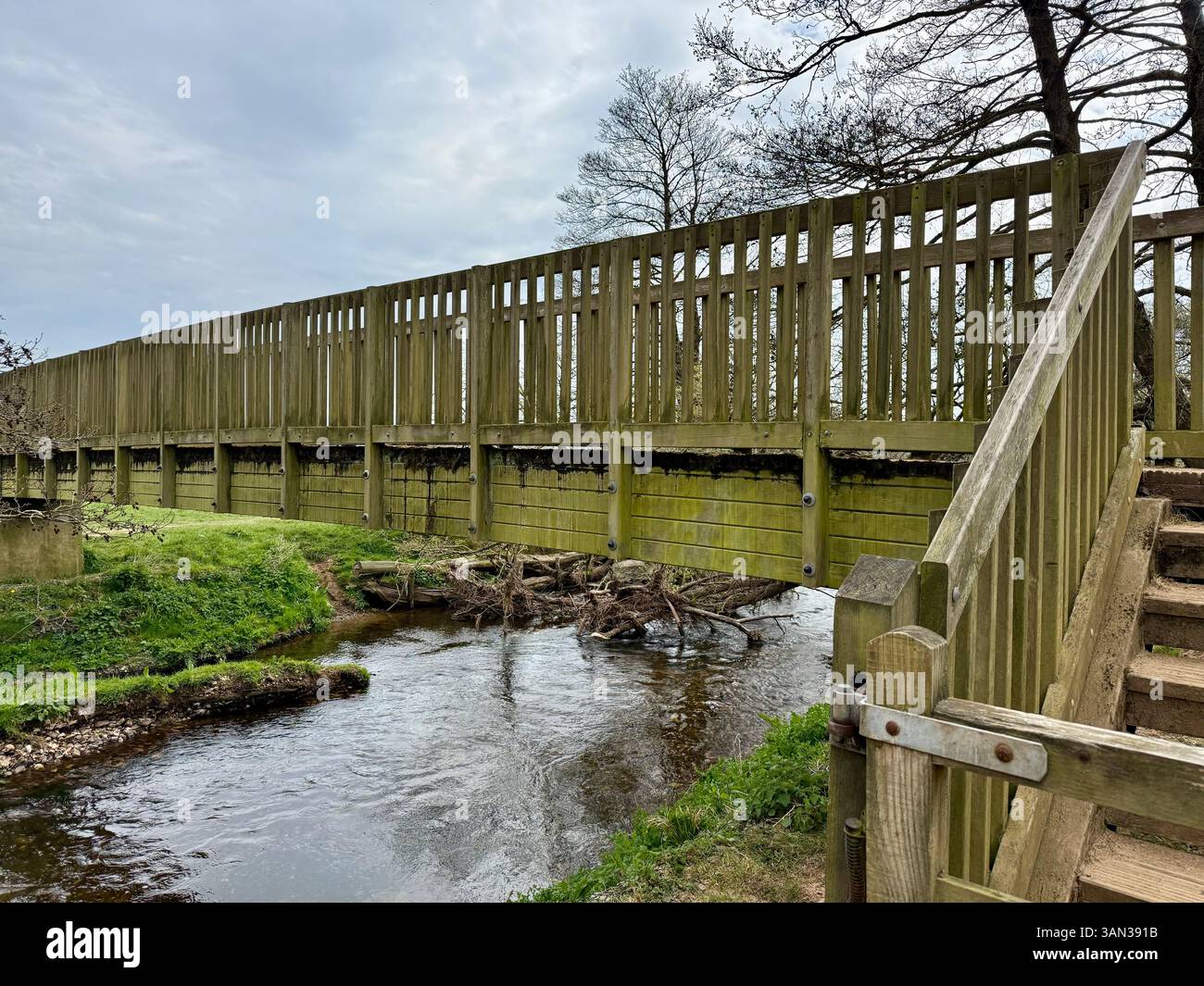 River Axe, Seaton to Colyton, Devon England: Blick auf den Fluss - Smartphone-aufgenommenes Stockfoto