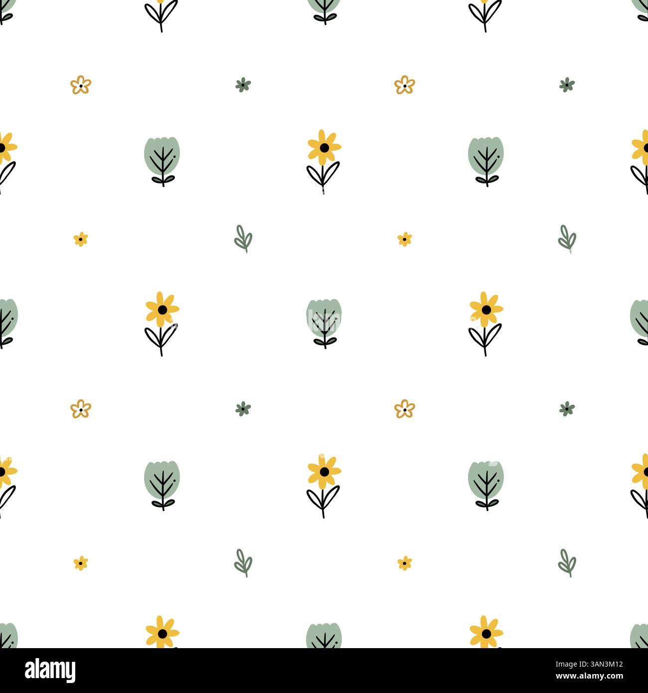 Nahtloses gelbes Blumenmuster für Kinder Stock Vektor