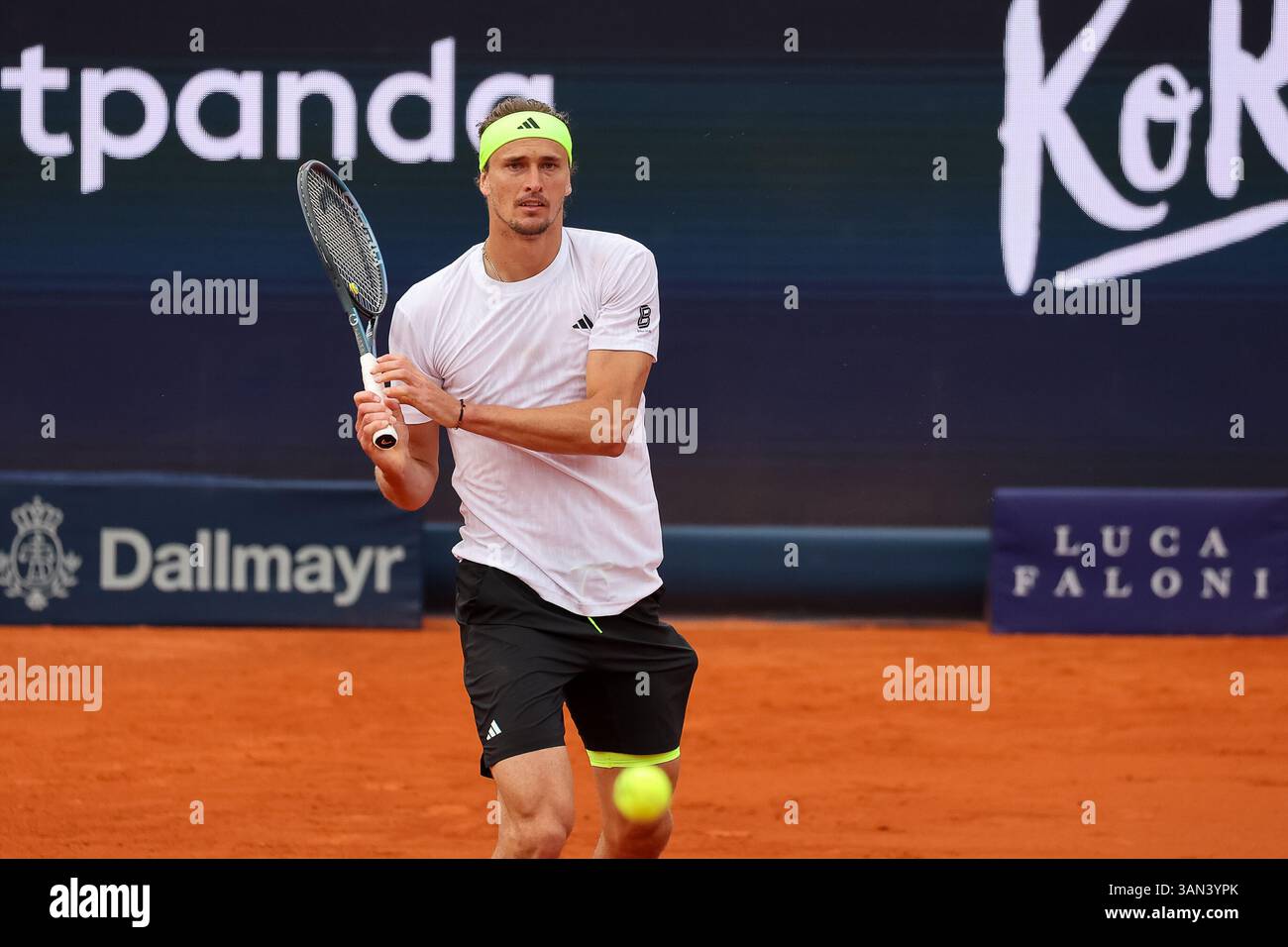 München, Deutschland. April 2025. Alexander Zverev (Deutschland), GER, BMW Open by Bitpanda, Alexander Zverev (Deutschland) vs. Alexandre Muller (FRA), Tennis, ATP 500, Herren, 14.04.2025, Foto: Eibner-Pressefoto/Jenni Maul Credit: dpa/Alamy Live News Stockfoto